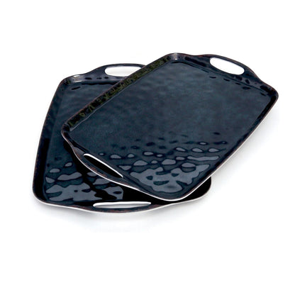 Home Collection Pack of 2 Melamine Serving Trays with Handles 17x12 Inch