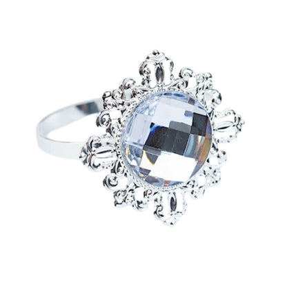 Home Collection Pack of 6 Metal Napkin Rings 2 Inch with Crystal Rhinestone