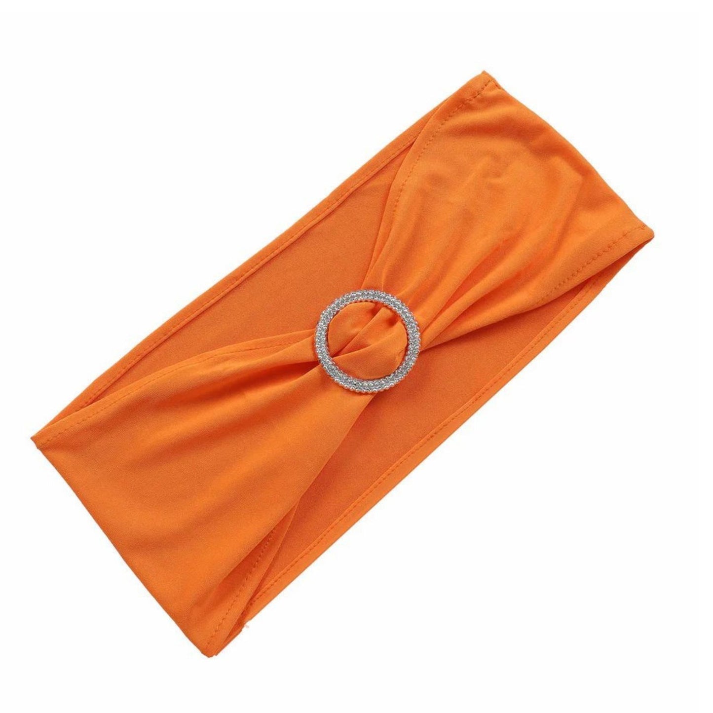 Home Collection 5Pcs Spandex Stretch Chair Sashes with Silver Diamond Ring Buckle