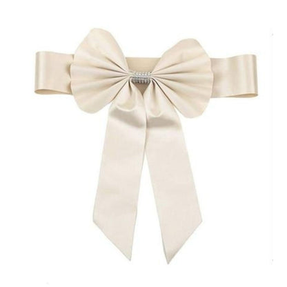 Home Collection 5Pcs Reversible Satin Faux Leather Bow Tie Chair Sashes with Buckles