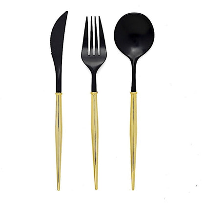 Home Collection Pack of 24 Plastic Cutlery Set Disposable Spoon Fork Knife