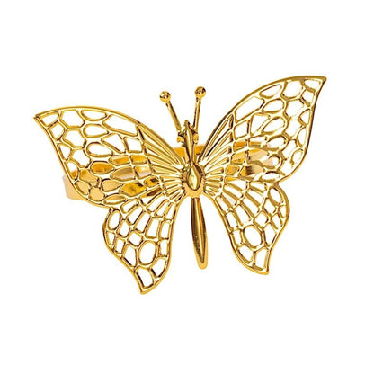 Home Collection Pack of 4 Metal Napkin Rings Laser Cut Butterfly Design