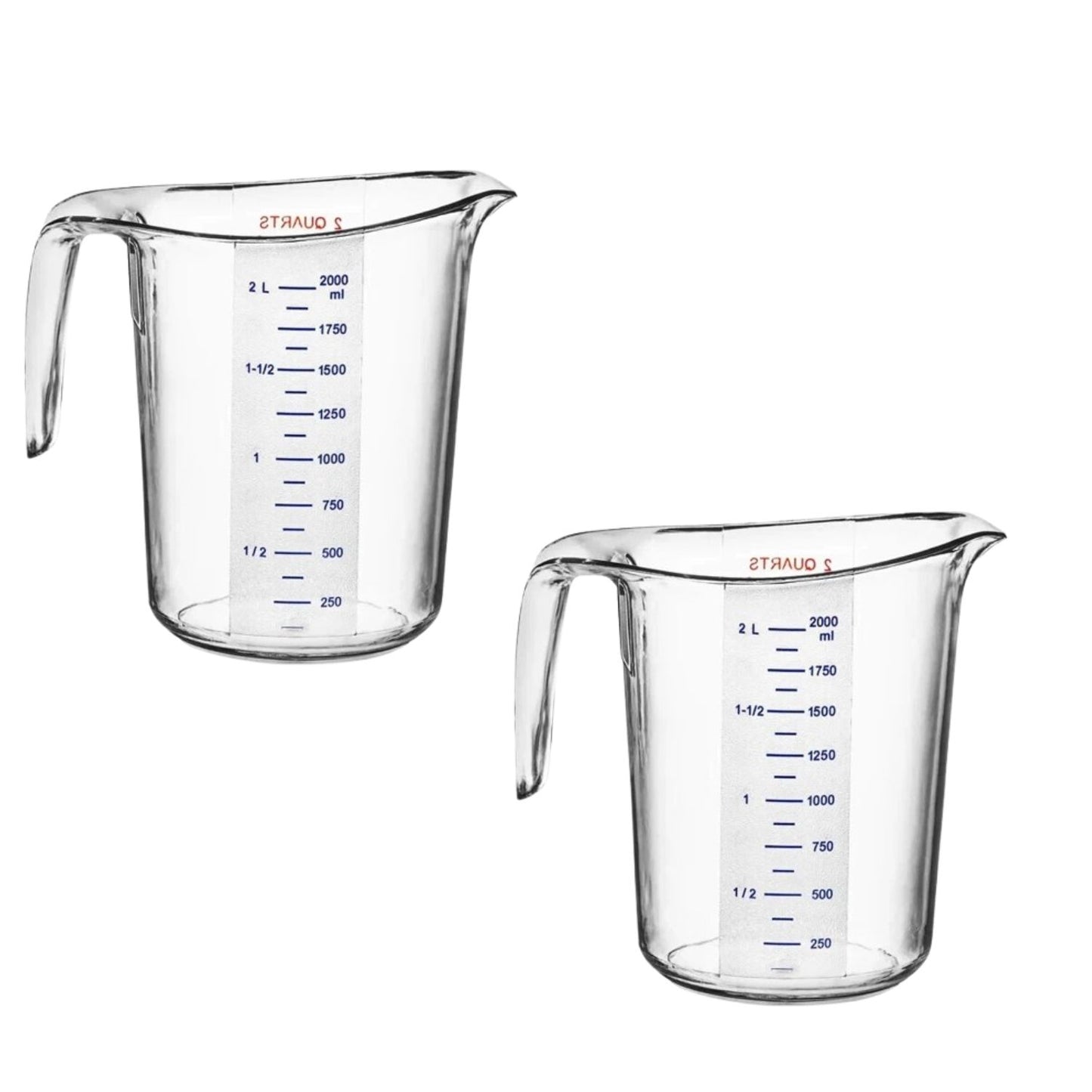 Home Collection 2 Qt Clear Plastic Measuring Cups with Graduations