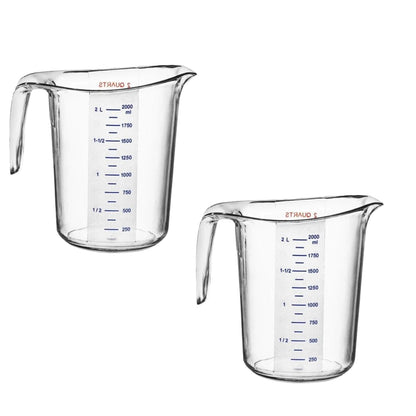 Home Collection 2 Qt Clear Plastic Measuring Cups with Graduations