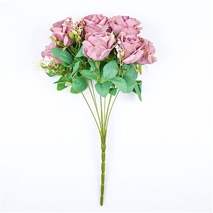 Home Collection 2 Bushes Artificial Silk Rose Flowers 18"
