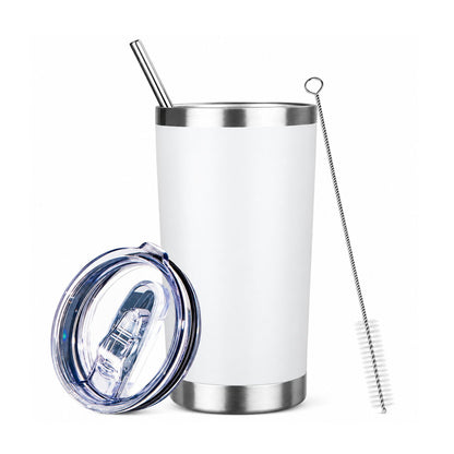 Home Collection Double Wall 20 oz Stainless Steel Insulated Tumbler with Lid and Straw