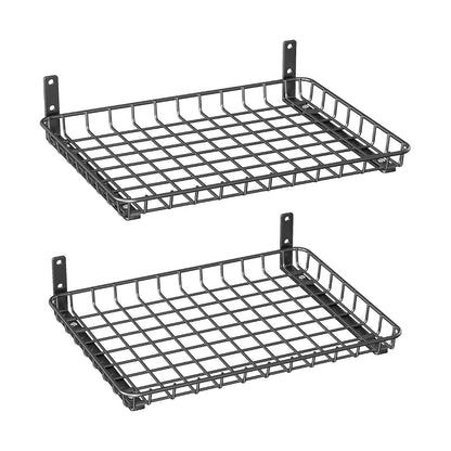 Home Collection Pack of 2 Heavy-Duty Metal Wall Mounted Storage Shelves 18x12 Inch