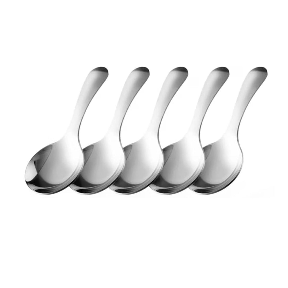 Home Collection Pack of 5 Stainless Steel Short Handle Scoops for Coffee Sugar Salt and Tea