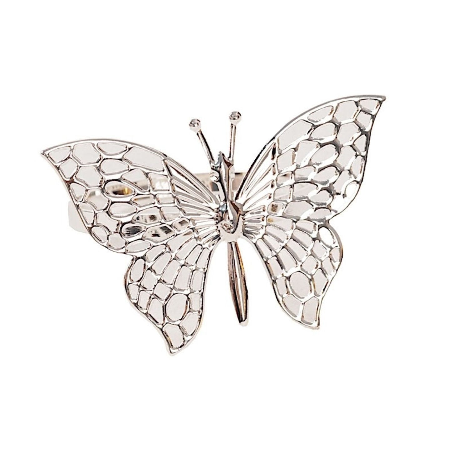 Home Collection Pack of 4 Metal Napkin Rings Laser Cut Butterfly Design