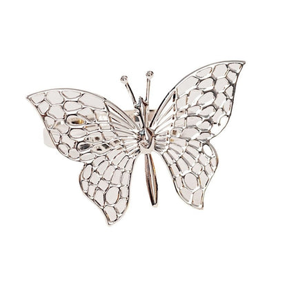 Home Collection Pack of 4 Metal Napkin Rings Laser Cut Butterfly Design