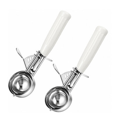 Home Collection Pack of 2 Stainless Steel Ice Cream Scoops with Trigger