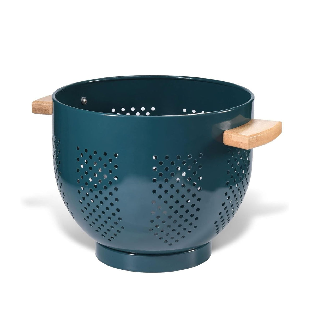 Home Collection 5.5 Qt Metal Colander with Wood Handles 11.26 Inch Large Kitchen Strainer