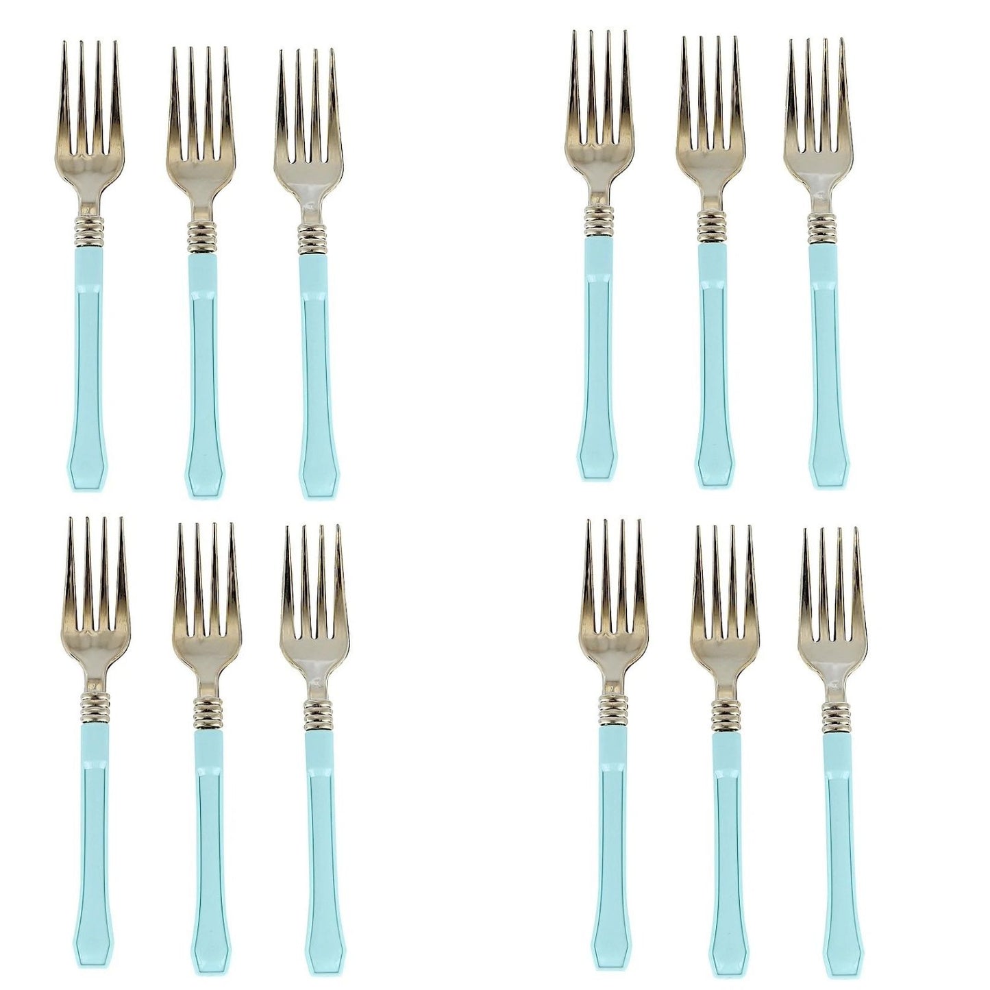 Home Collection Metallic Gold Disposable Forks with Blue Handle