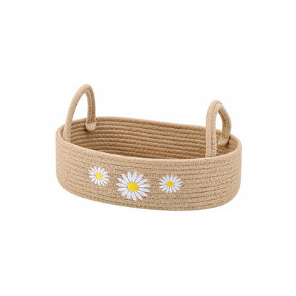 Home Collection Cotton Rope Woven Bathroom Storage Basket with Handle 13 Inch