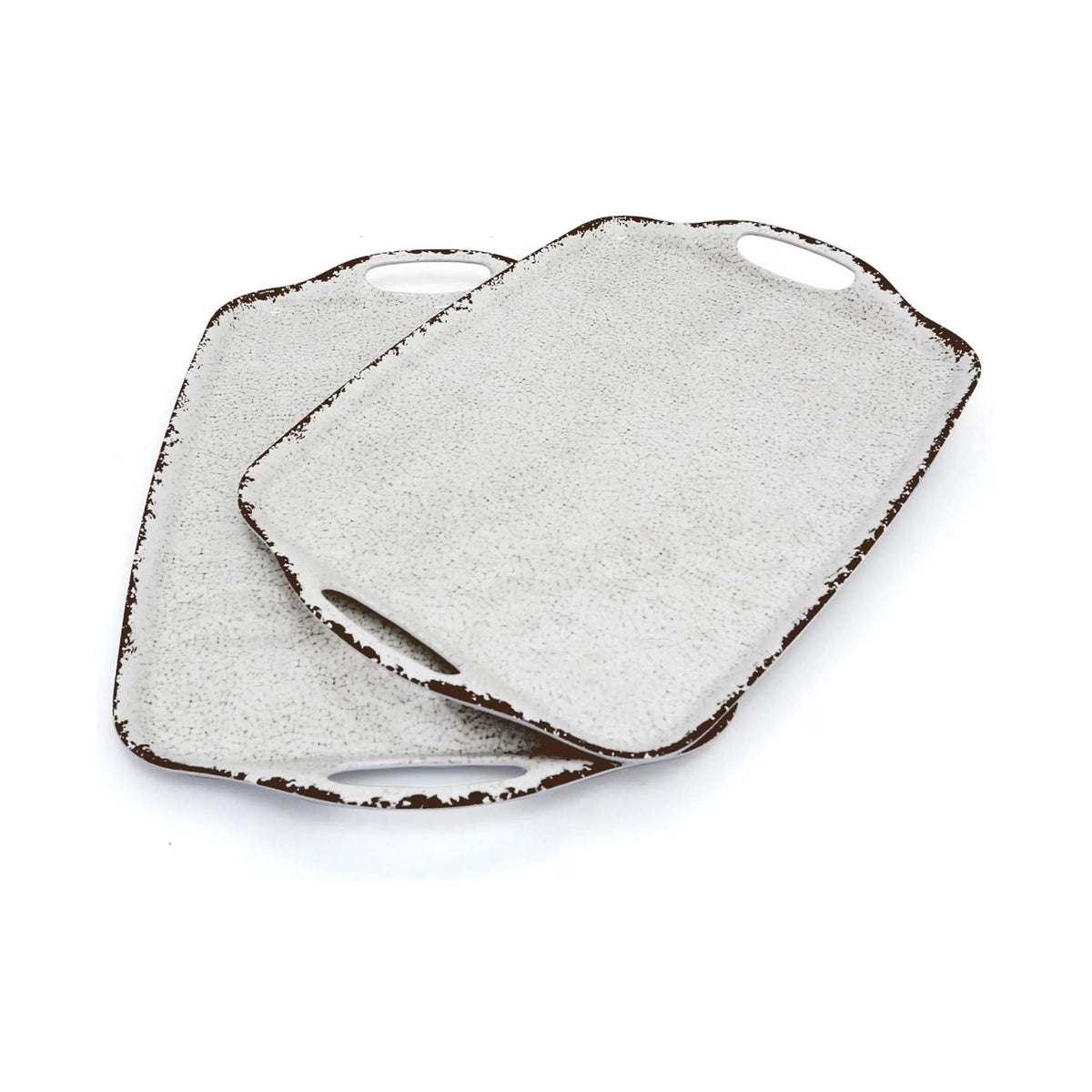Home Collection Pack of 2 Melamine Serving Trays with Handles 17x12 Inch