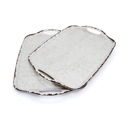 Home Collection Pack of 2 Melamine Serving Trays with Handles 17x12 Inch