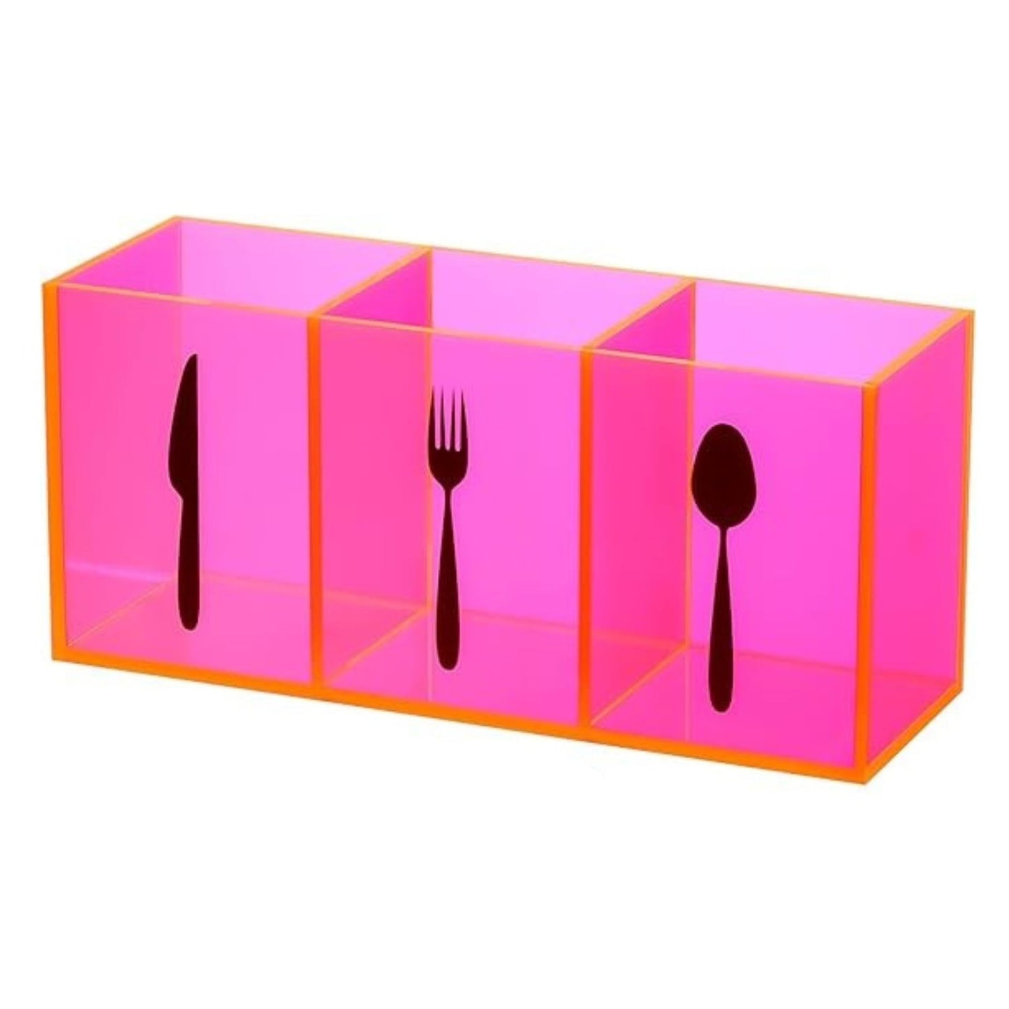 Home Collection Acrylic Cutlery Storage Organizer Bin 3 Section Silverware Caddy
