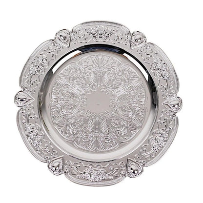 Home Collection Pack of 6 Round Floral Embossed Plastic Charger Plates 13 Inch