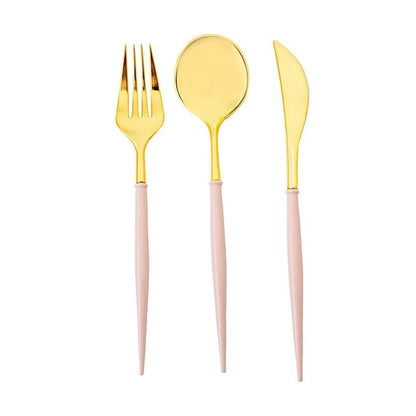 Home Collection Pack of 24 Plastic Cutlery Set Disposable Spoon Fork Knife