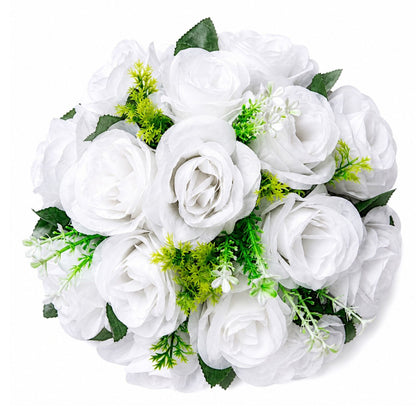 Pack of 2 Bouquets Silk Rose Flower Balls 10 Inch