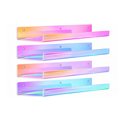 Home Collection Pack of 4 Acrylic Floating Wall Shelves for Display and Organization 15 Inch