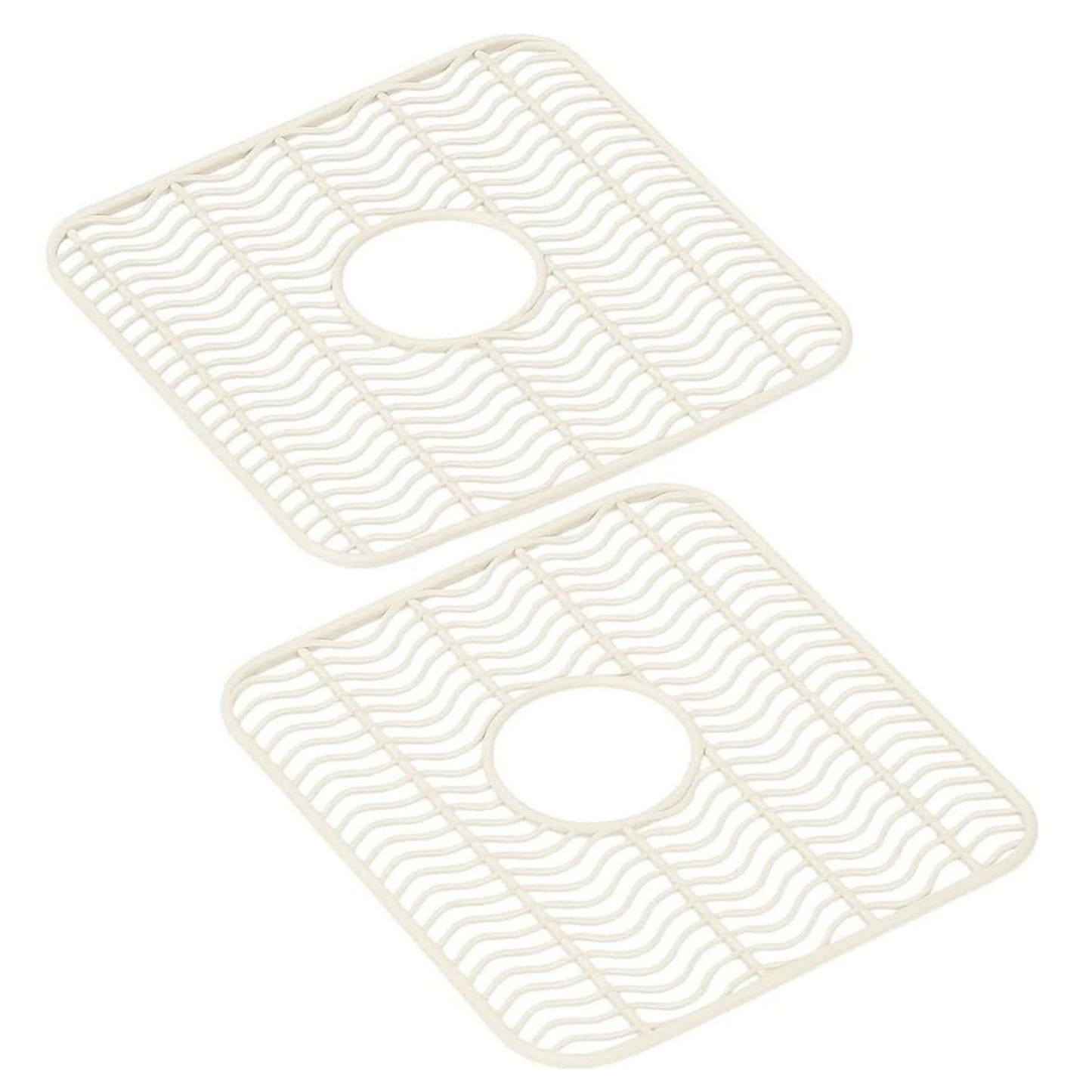 Home Collection Pack of 2 Sink Protector Mat Plastic with Center Drain 11x12-Inch