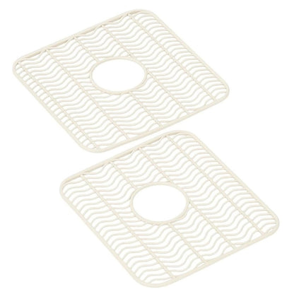 Home Collection Pack of 2 Sink Protector Mat Plastic with Center Drain 11x12-Inch