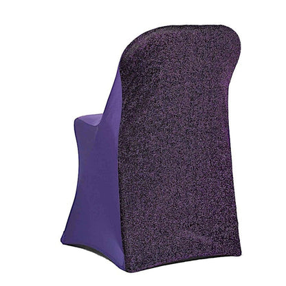 Home Collection Pack of 6 Spandex Folding Chair Covers with Glitter Metallic Back