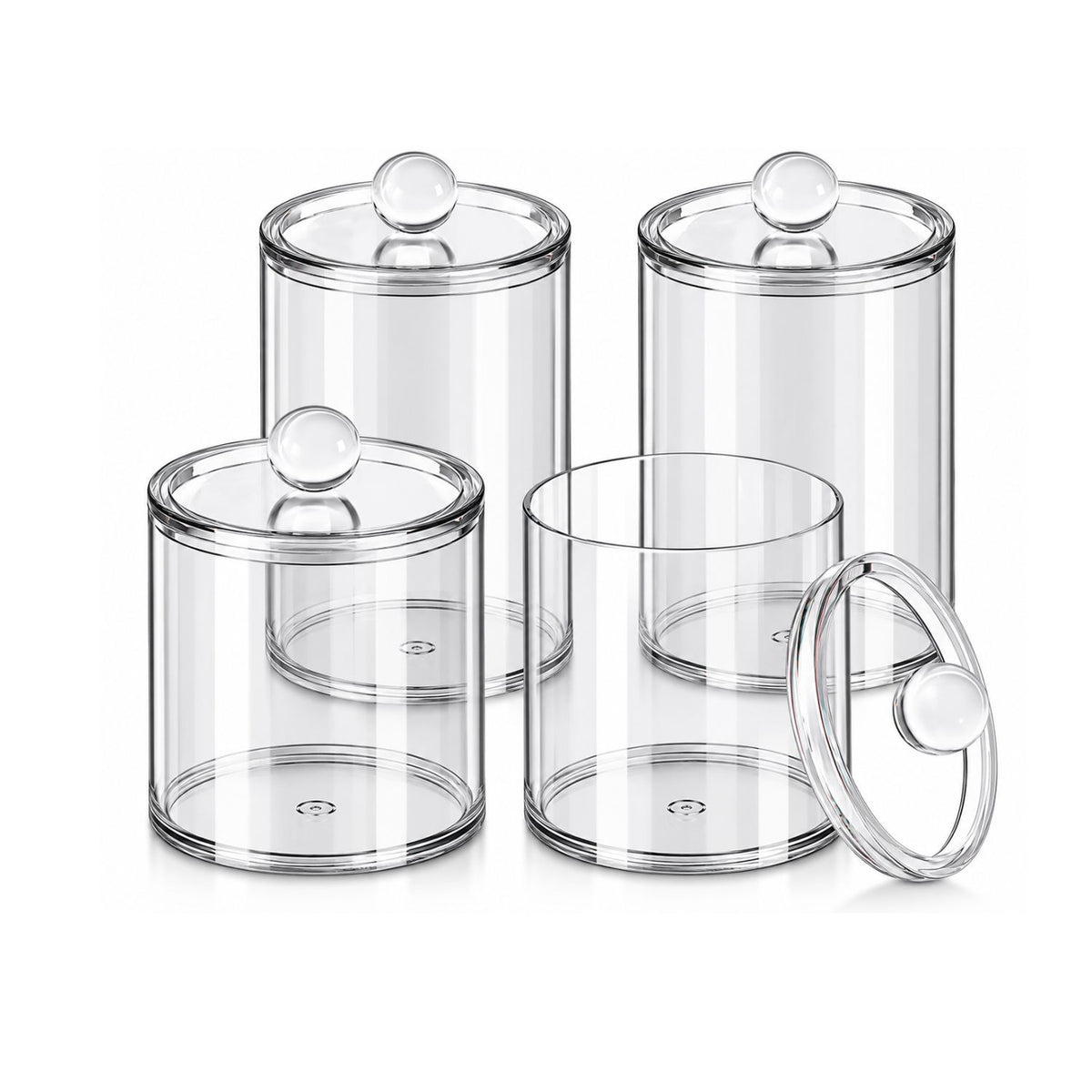 Home Collection Acrylic Cotton Ball Holder Jar with Lid Bathroom Vanity Organizer