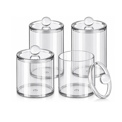 Home Collection Acrylic Cotton Ball Holder Jar with Lid Bathroom Vanity Organizer