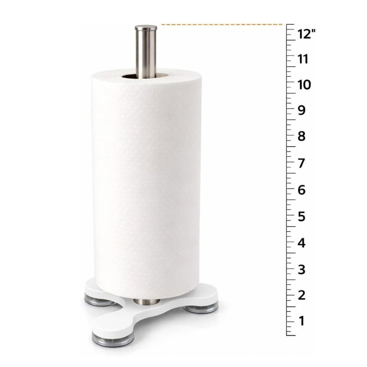 Home Collection Stainless Steel Paper Towel Holder Countertop Suction Base White