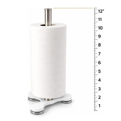 Home Collection Stainless Steel Paper Towel Holder Countertop Suction Base White