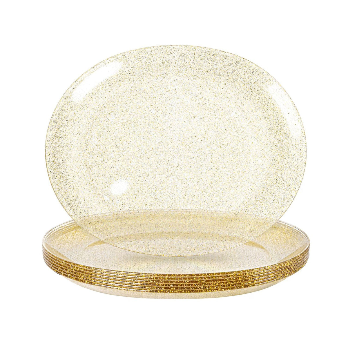 Home Collection Pack of 6 Oval Plastic Serving Trays for Parties and Events 10x12 Inch