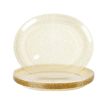 Home Collection Pack of 6 Oval Plastic Serving Trays for Parties and Events 10x12 Inch
