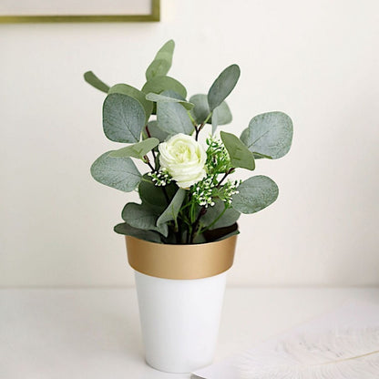 Home Collection 2Pcs Metallic Round Plastic Flower Plant Pots