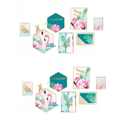 Home Collection Flamingo Frame Wall Stickers Pink & Green