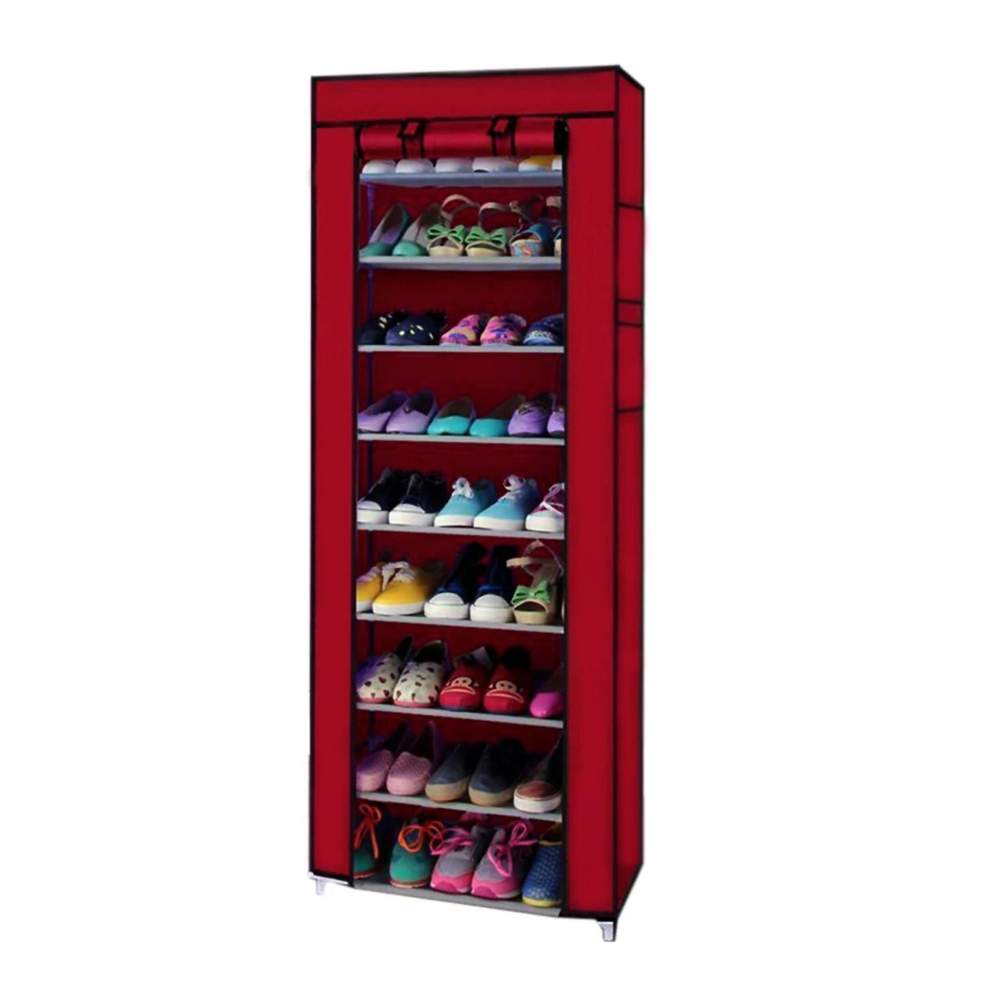 Home Collection Portable 9-Tier Shoe Rack Storage Organizer with Dust Cover