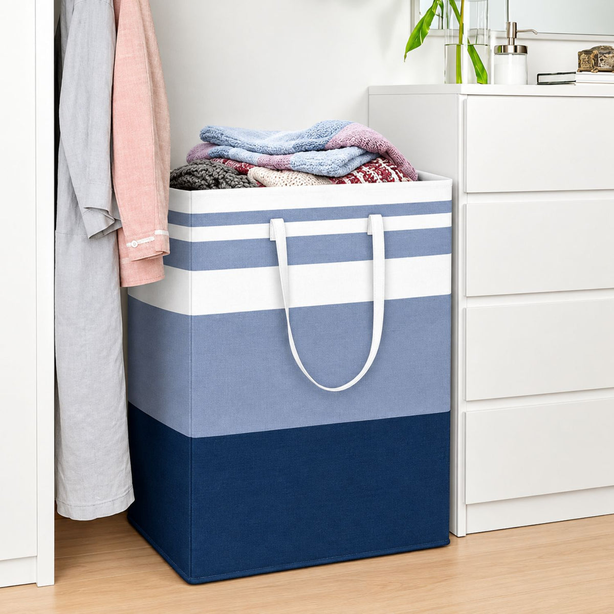Home Collection Pack of 2 Freestanding Large Laundry Hamper Basket 125L