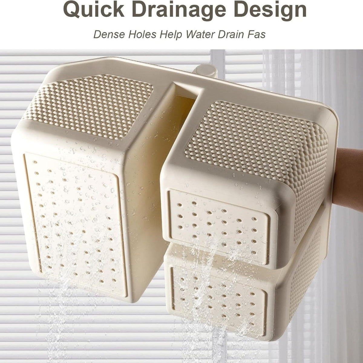Home Collection Portable Plastic Shower Caddy Basket with Bamboo Handle