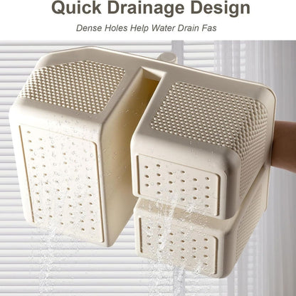 Home Collection Portable Plastic Shower Caddy Basket with Bamboo Handle