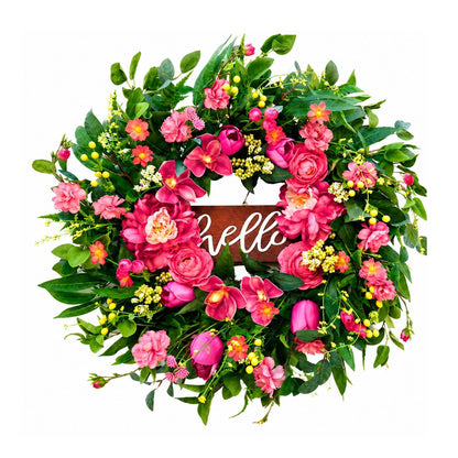 Home Collection Artificial Spring Summer Wreath for Front Door 24 Inch
