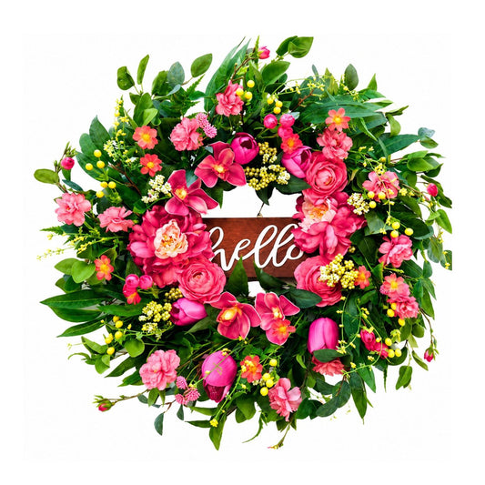 Home Collection Artificial Spring Summer Wreath for Front Door 24 Inch