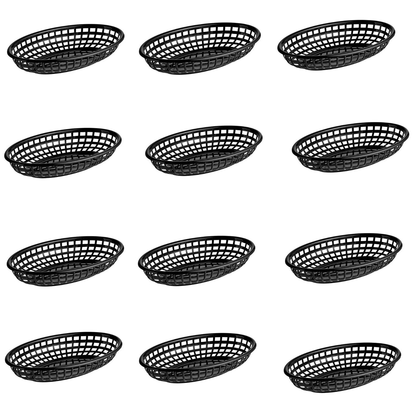 Home Collection Serving Oval Plastic Fast Food Basket Black