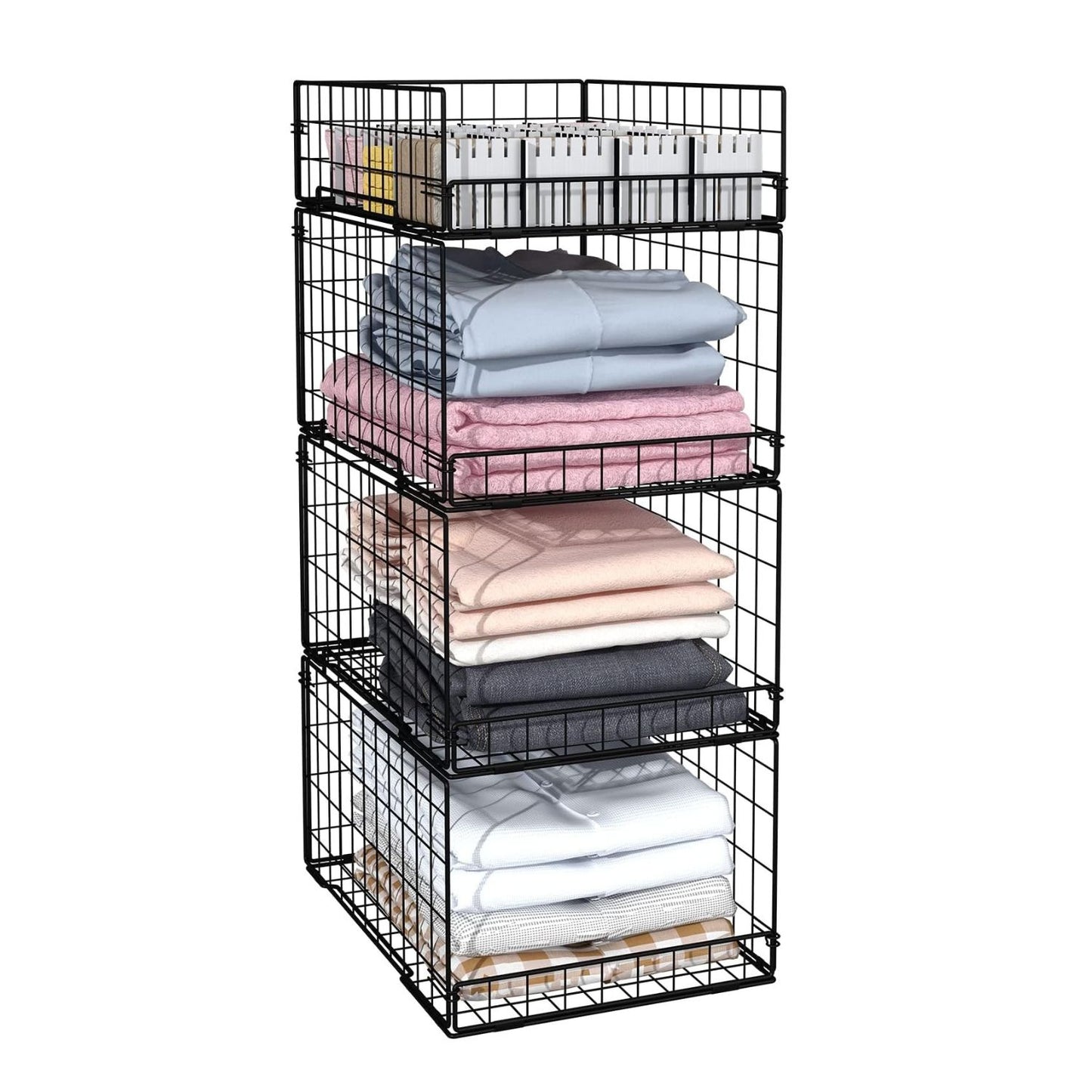 Home Collection 4-Tier Narrow Stackable Closet Organizer Shelves