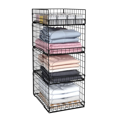 Home Collection 4-Tier Narrow Stackable Closet Organizer Shelves
