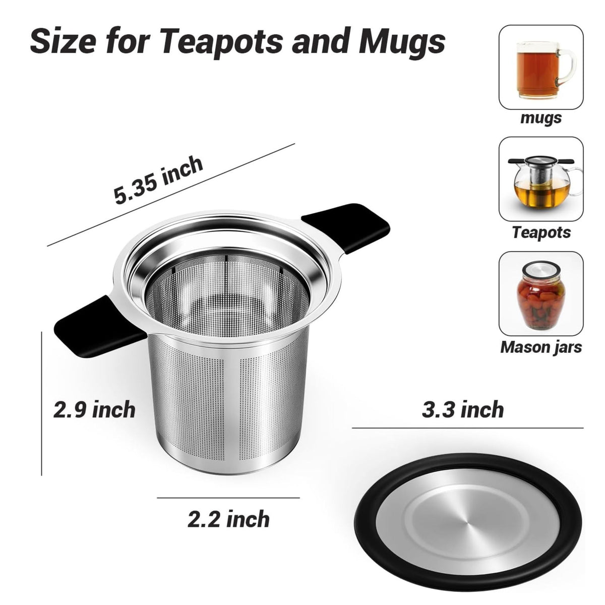 Home Collection Fine Mesh Stainless Steel Tea Infuser with Double Handles Loose Leaf Tea Steeper