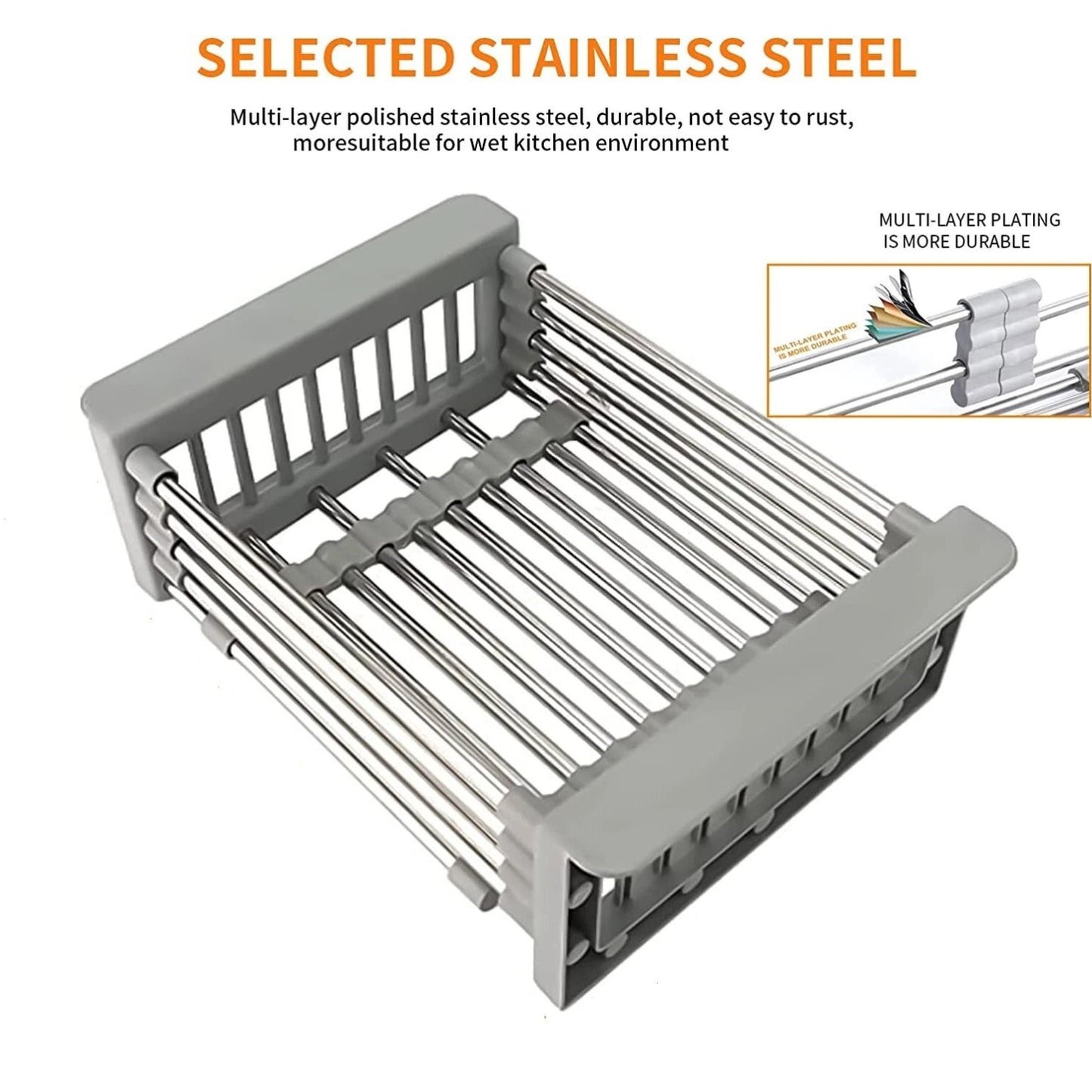 Home Collection Adjustable Stainless Steel Dish Drying Rack
