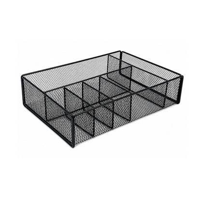 Home Collection Metal Paper Plate Holder with Utensil Caddy Black