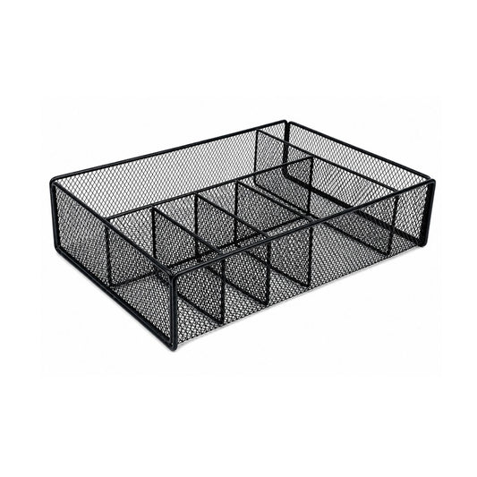 Home Collection Metal Paper Plate Holder with Utensil Caddy Black