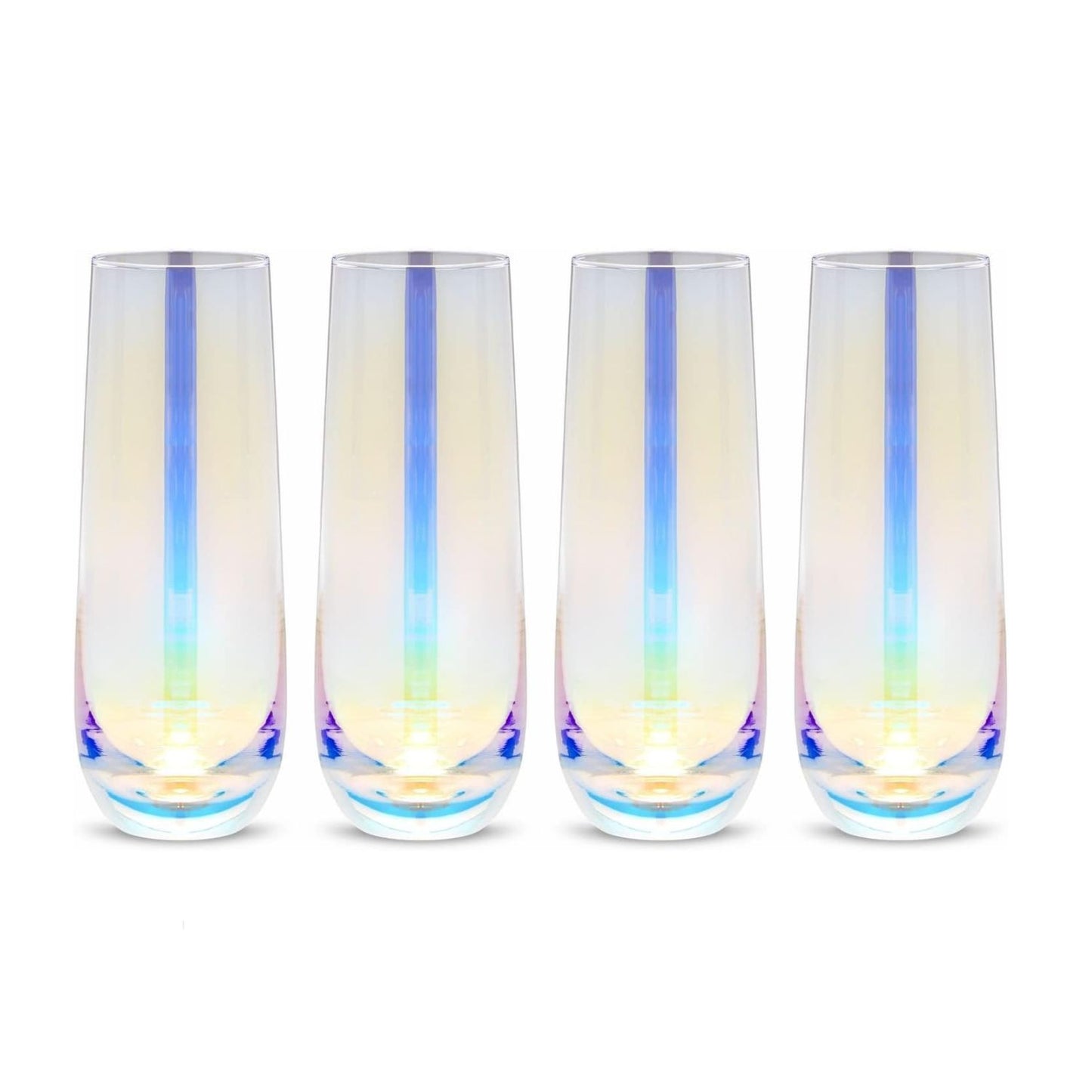 Home Collection 4Pcs Iridescent Stemless Champagne Flutes